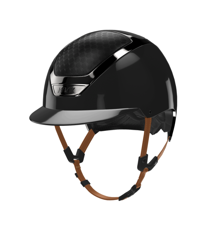 Kask Reithelm Dogma Pure Shine Chrome Schwarz beige Kinnriemen